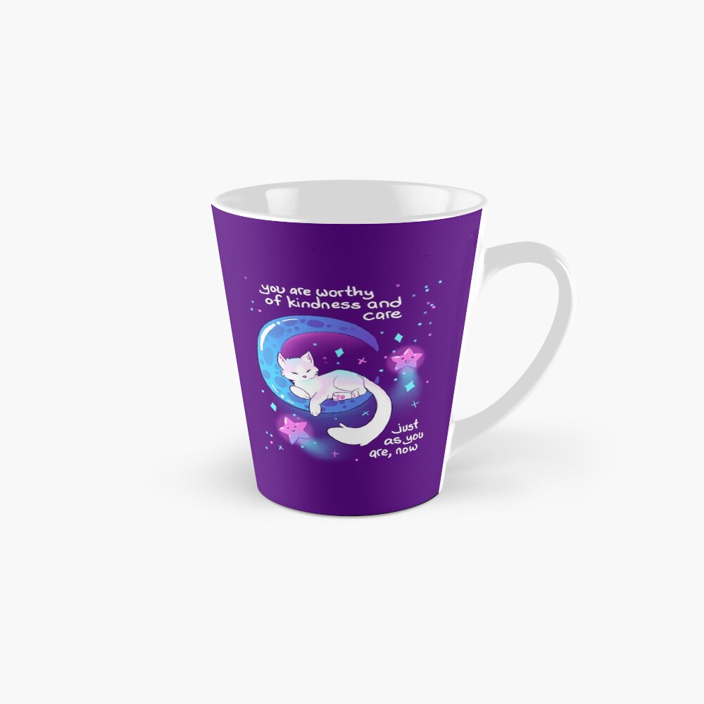 "You Are Worthy of Kindness and Care" Space Kitty Coffee Mug