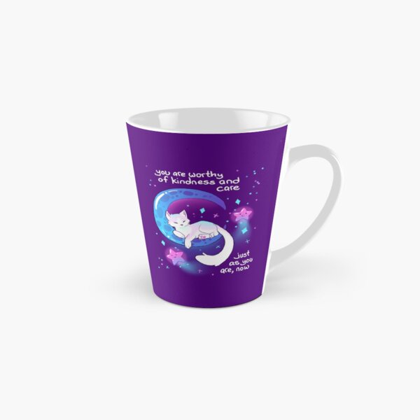 "You Are Worthy of Kindness and Care" Space Kitty Tall Mug