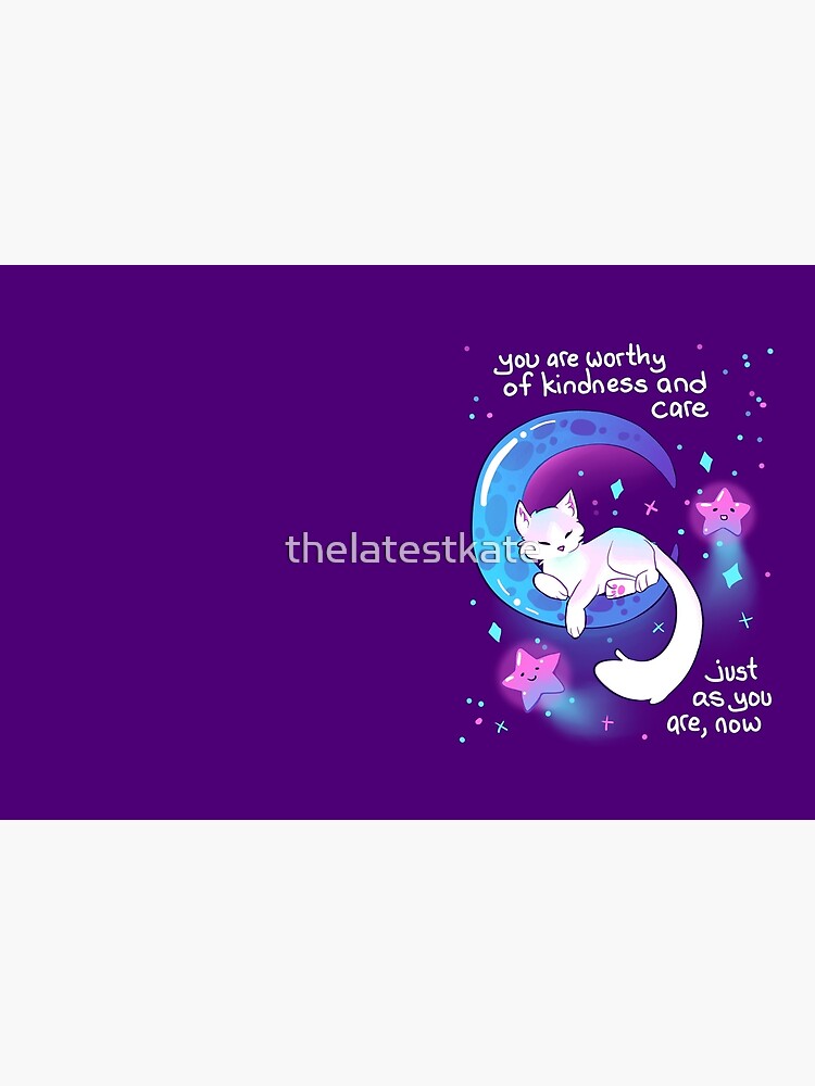 Thumbnail 3 of 3, Hardcover Journal, "You Are Worthy of Kindness and Care" Space Kitty designed and sold by thelatestkate.