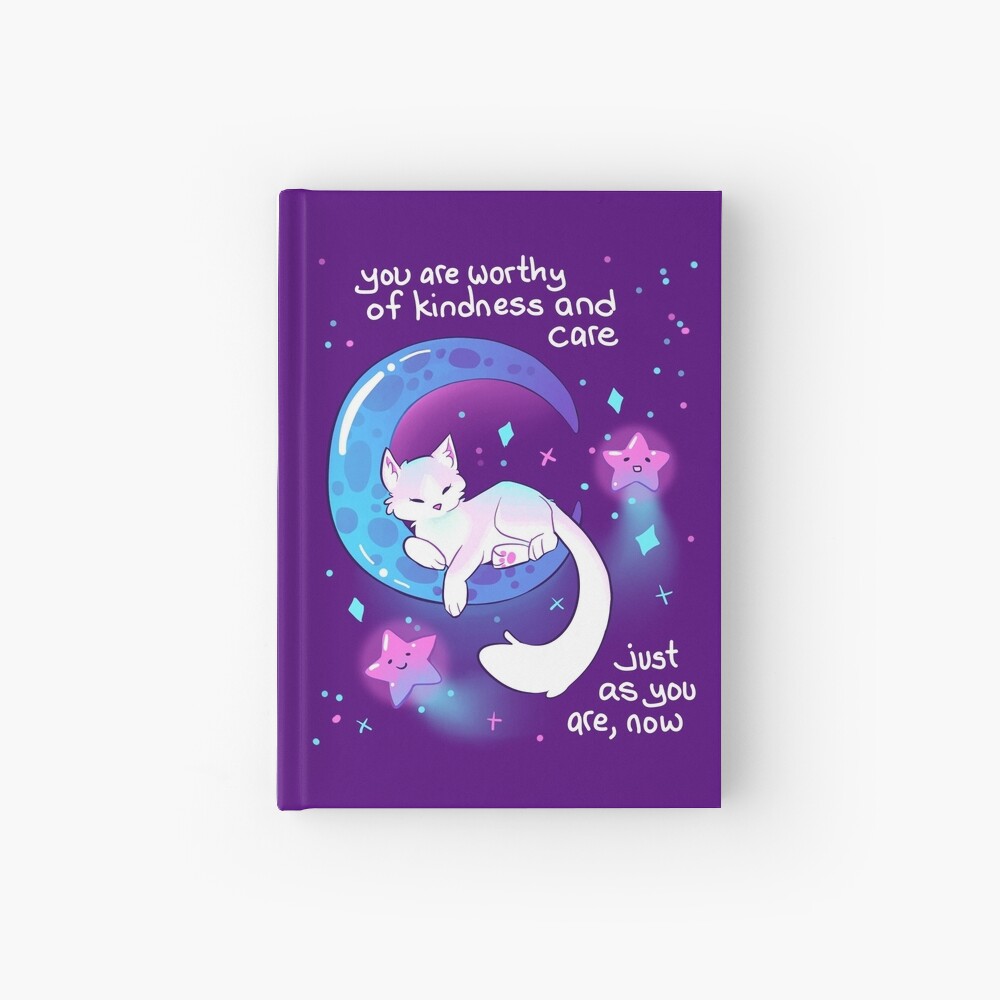 "You Are Worthy of Kindness and Care" Space Kitty Hardcover Journal