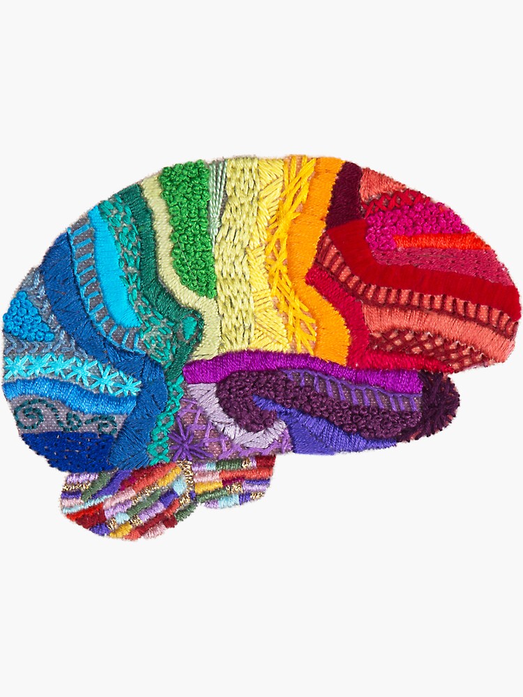 Sampler Brain - Embroidered Look - Rainbow Brain by Laurabund