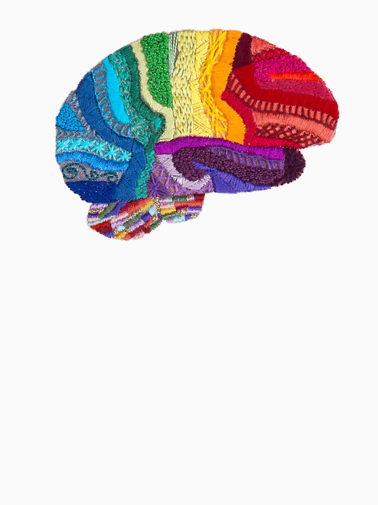 Sampler Brain - Embroidered Look - Rainbow Brain by Laurabund