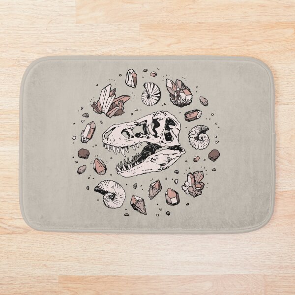 Geo-rex Vortex | Rose Quartz | Dinosaur Skull Fossil Art Bath Mat