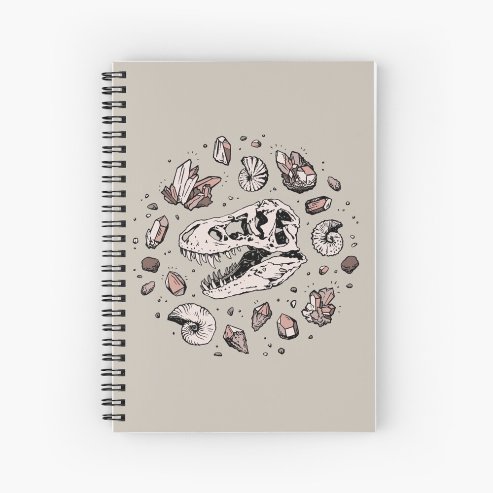 Geo-rex Vortex | Rose Quartz | Dinosaur Skull Fossil Art Spiral Notebook
