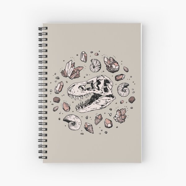 Geo-rex Vortex | Rose Quartz | Dinosaur Skull Fossil Art Spiral Notebook