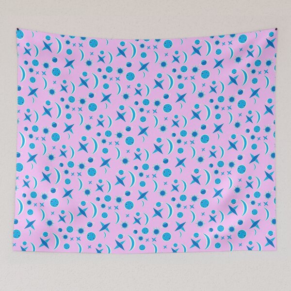 Item preview, pattern of blue space with planets suns and moons designed and sold by M-Lorentsson.