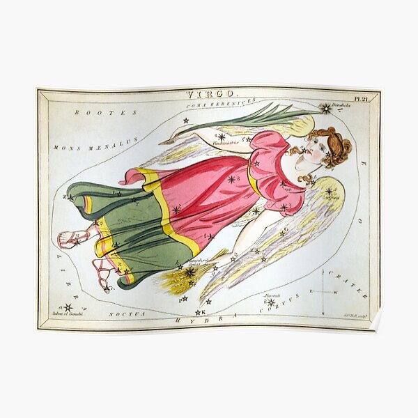Vintage Virgo Constellation Map (1825) Poster
