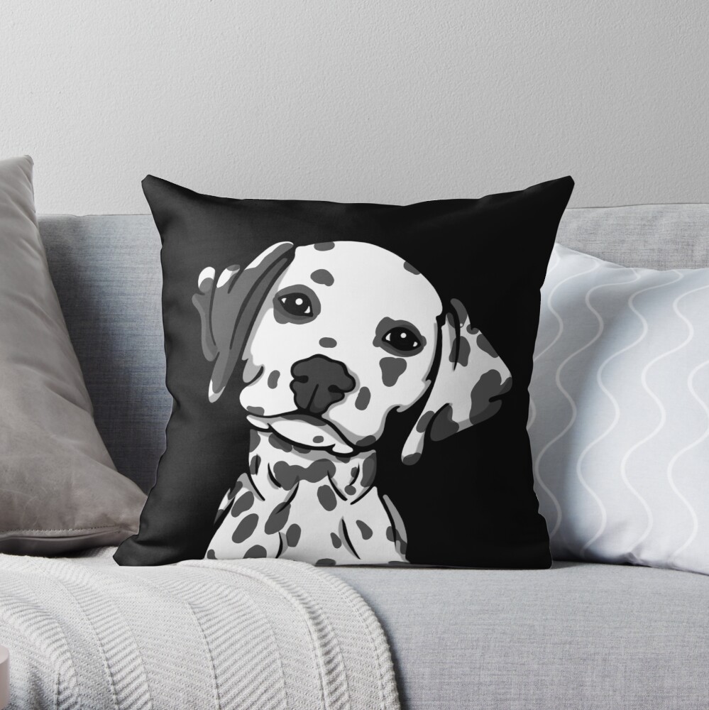 Dalmatian White Grey Spots Throw Pillow