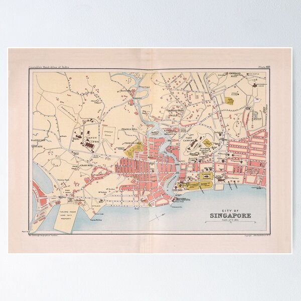Item preview, Vintage Singapore Map (1893) designed and sold by BravuraMedia.