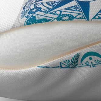 Alternate view of Journey to Moon Mountain | Turquoise Navy Ombré | Mandala Art Floor Pillow
