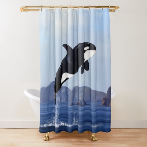 Orca Breaching Shower Curtain