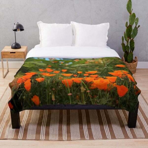 California Poppies In The Garden Throw Blanket