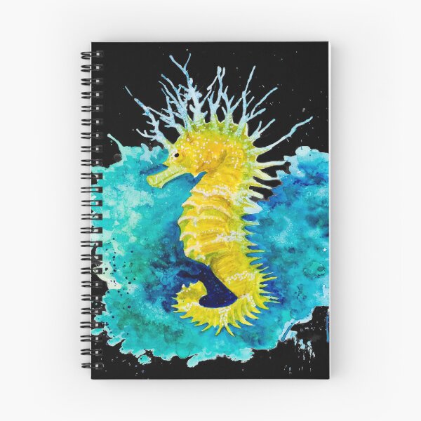 Artikelvorschau, Gelbes Seahorse im Aquarell auf Türkishintergrund entworfen und verkauft von Pegasene.