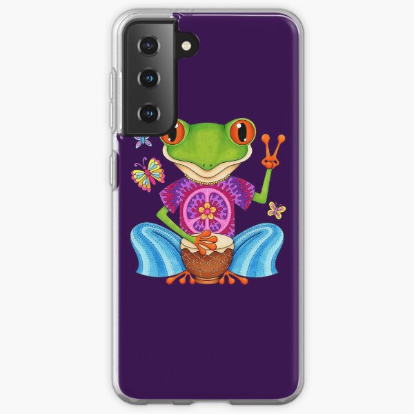 Peace Frog - Colorful Hippie Frog Art by Thaneeya McArdle Samsung Galaxy Soft Case