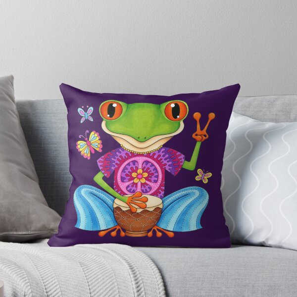 Item preview, Peace Frog - Colorful Hippie Frog Art by Thaneeya McArdle designed and sold by Thaneeya McArdle.