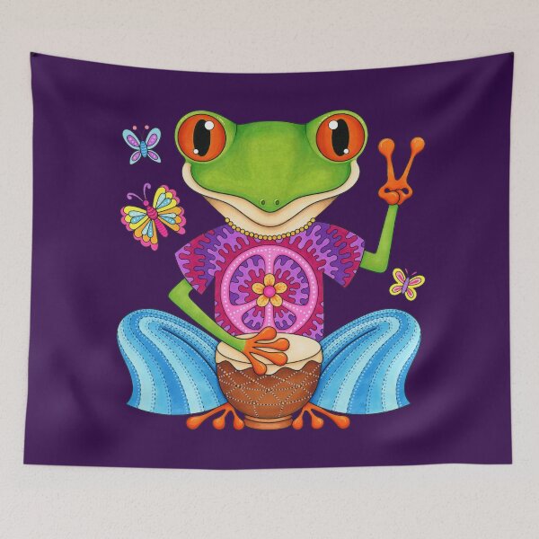 Item preview, Peace Frog - Colorful Hippie Frog Art by Thaneeya McArdle designed and sold by Thaneeya McArdle.