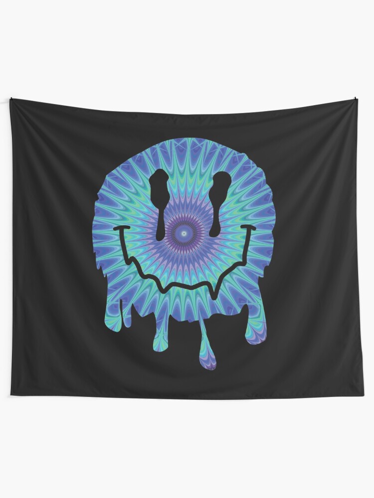 "Psychedelic Smiley Face Melting Smiley Trippy" Tapestry by MintedFresh