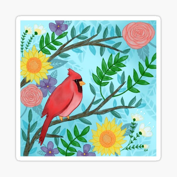 Vista previa del artículo con la obra «Cardenal de verano», diseñado y vendido por RuthMCreative.