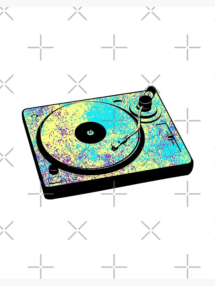 Wall Art Print Colorful musical turntable emblem 80s style design, Gifts &  Merchandise