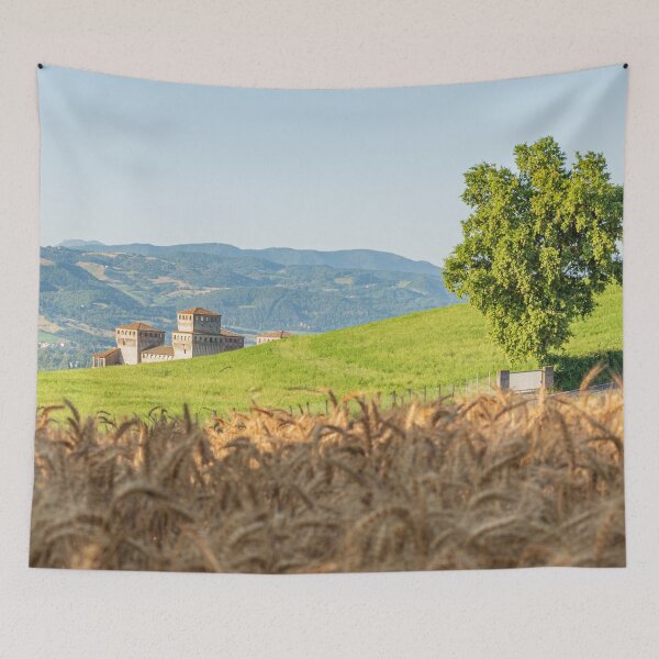 Item preview, Emilian hills, ancient fortress and wheat field designed and sold by brambillasimone.
