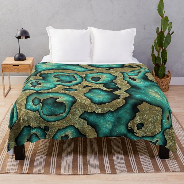 Item preview, Funky Teal Turquoise Faux Gold Swirls Pattern designed and sold by LC Graphic Design Studio.