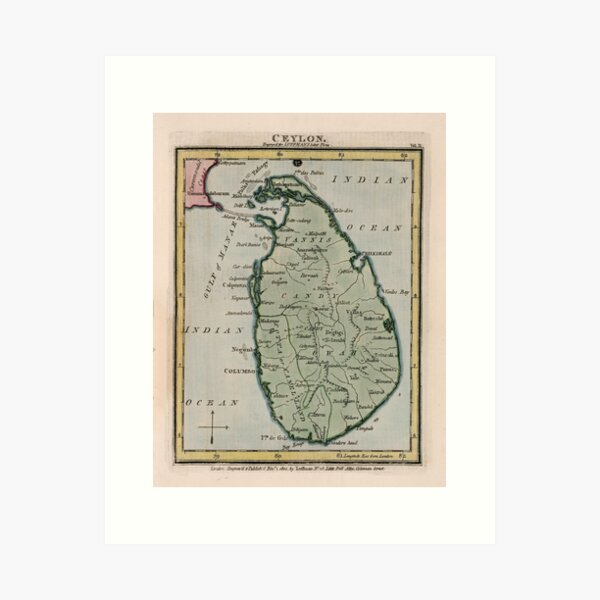 Vintage Map of Sri Lanka (1801) Art Print