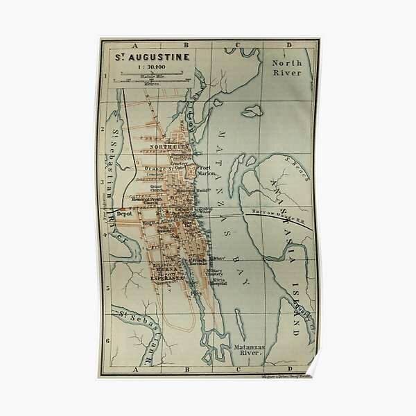 Vintage Map of St Augustine FL (1904) Poster