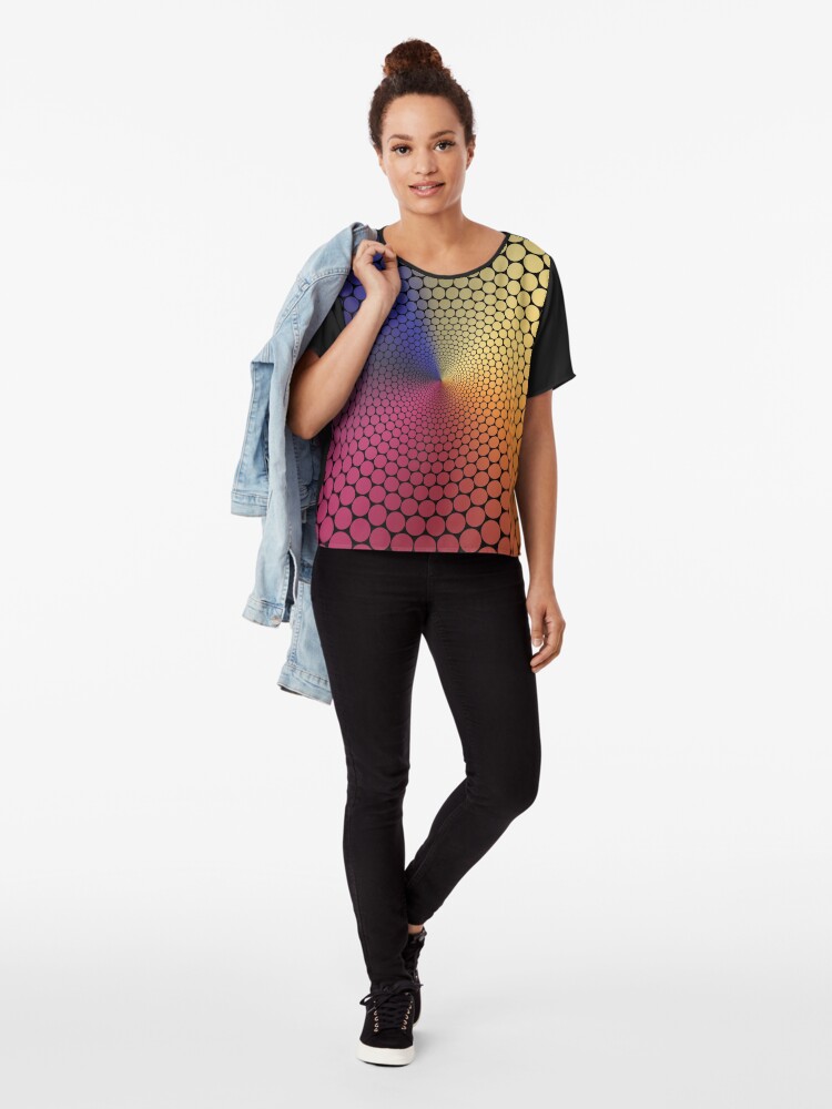 Alternate view of Optical Illusion Angle Gradient on Black Chiffon Top