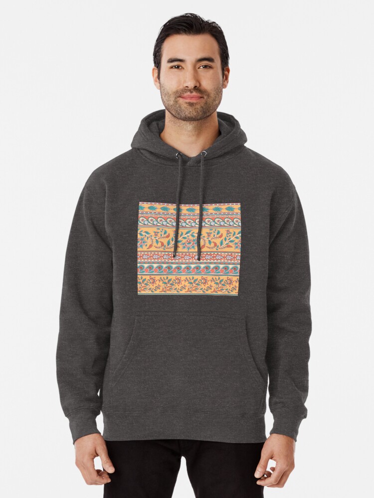 Decorative seamless pattern of borders. Indian style. Kalamkari. Pullover Hoodie