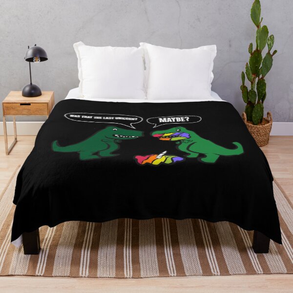 Item preview, Was That The Last Unicorn? Maybe? Funny Dinosaur print designed and sold by NoveltyMerch.