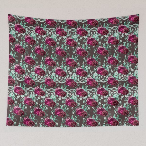 Item preview,  VICTORIAN Lace Look A Like Floral Bright Magenta Rose designed and sold by Delights.