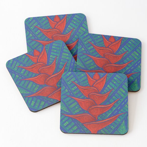 Item preview, Heliconia, Tropical Flower, Abstract Botanical,  Red Ultramarine Blue designed and sold by Julia Khoroshikh.