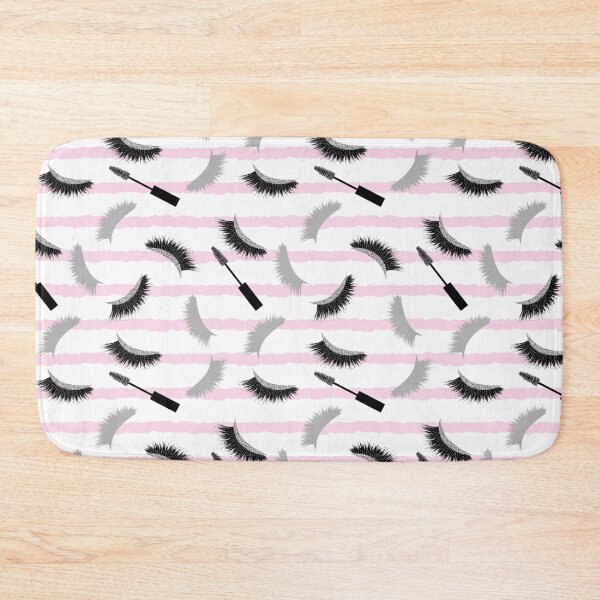 Item preview, Lashes and mascara with silver glitter effect and stripes seamless pattern designed and sold by sashica.