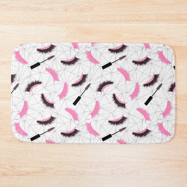 Item preview, Lashes and mascara with pink glitter effect and net seamless pattern designed and sold by sashica.