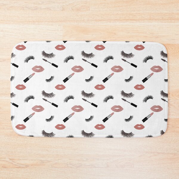 Item preview, Lips, lashes, mascara and lipstick with rose glitter effect seamless  pattern designed and sold by sashica.
