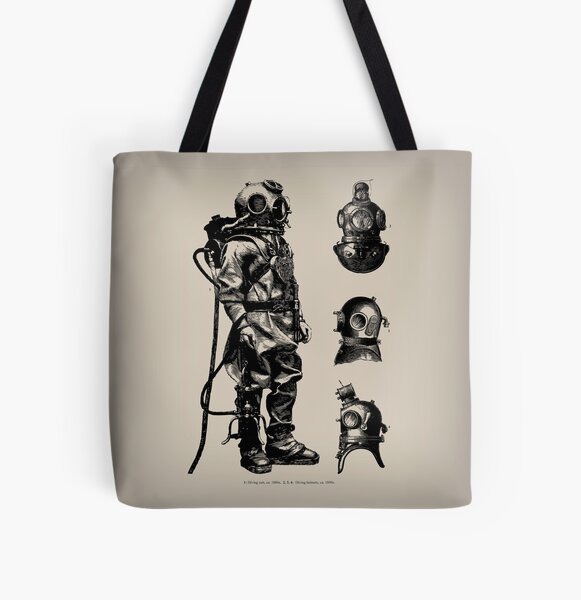 Vintage Deep Sea Diver | Nautical | All Over Print Tote Bag