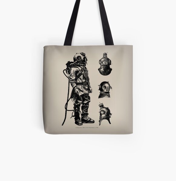 Vintage Deep Sea Diver | Nautical | All Over Print Tote Bag