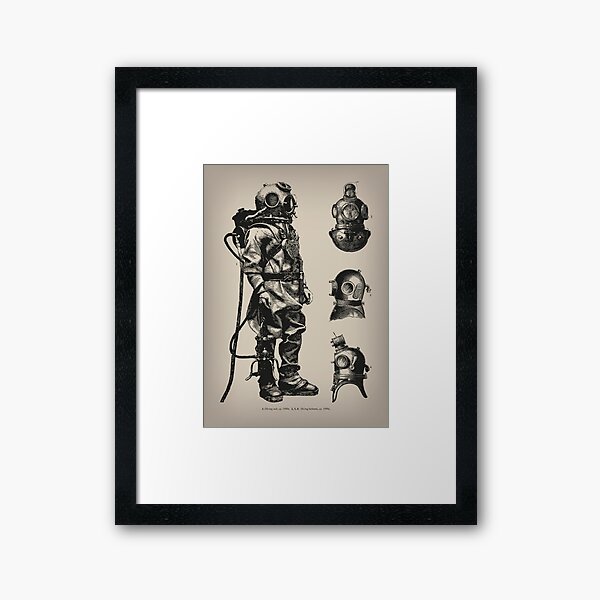Vintage Deep Sea Diver | Nautical | Framed Art Print