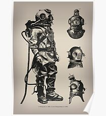 Vintage Deep Sea Diver | Nautical | Poster