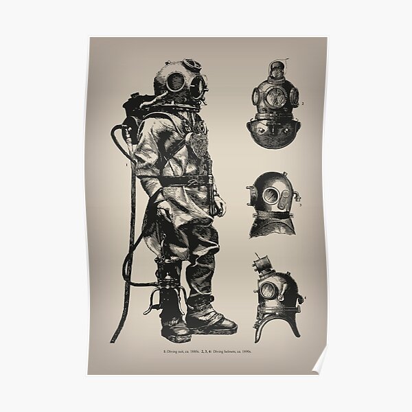 Vintage Deep Sea Diver | Nautical | Poster