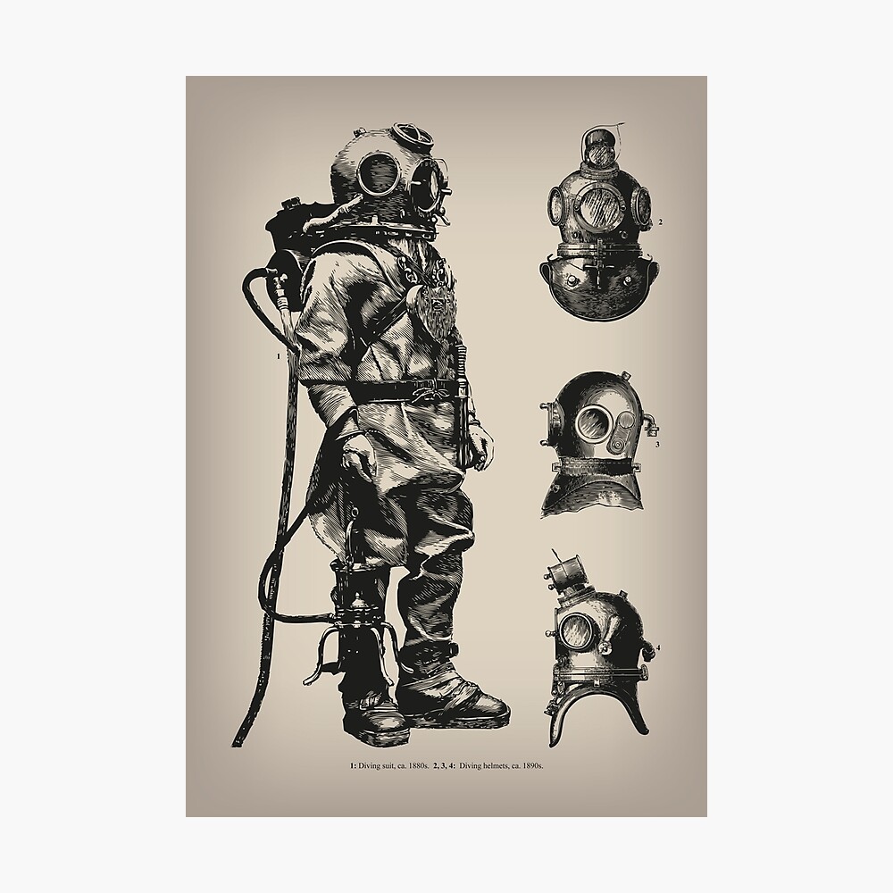 Vintage Deep Sea Diver | Nautical | Photographic Print