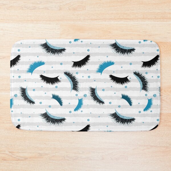 Item preview, Blue Lashes Seamless Pattern with glitter effect and silver stripes designed and sold by sashica.