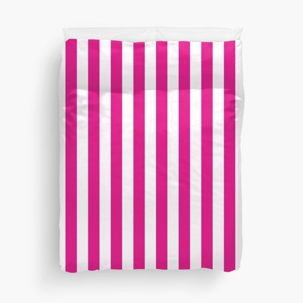 Hot Pink and White Stripes | Stripe Patterns | Striped Patterns | Wide Stripes | Vertical Stripes | Duvet Cover