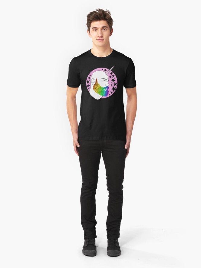 Alternate view of Bearnicorn Rainbow pink magic Slim Fit T-Shirt