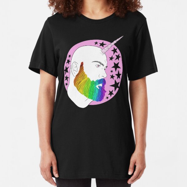 Bearnicorn Rainbow pink magic Slim Fit T-Shirt
