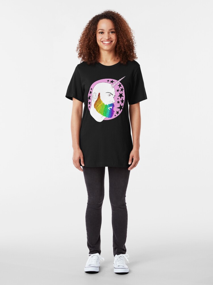 Alternate view of Bearnicorn Rainbow pink magic Slim Fit T-Shirt