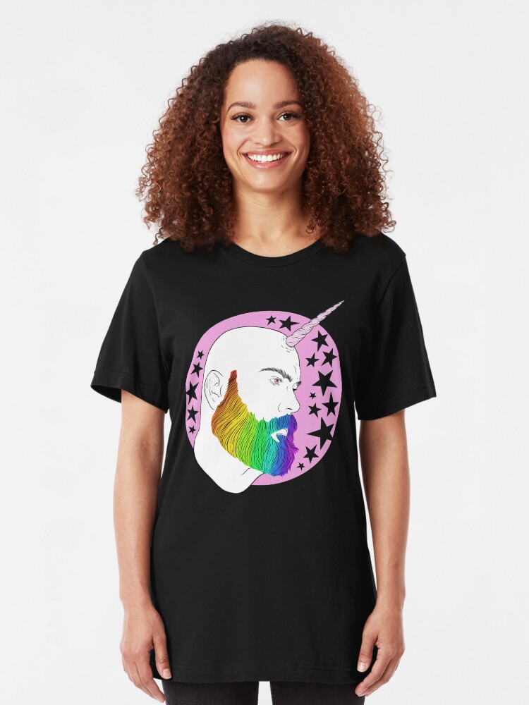 Alternate view of Bearnicorn Rainbow pink magic Slim Fit T-Shirt