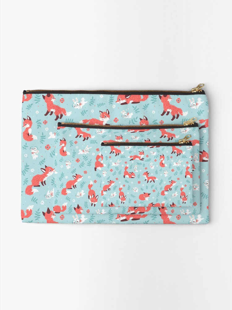 Alternate view of Fox and Bunny Pattern Zipper Pouch