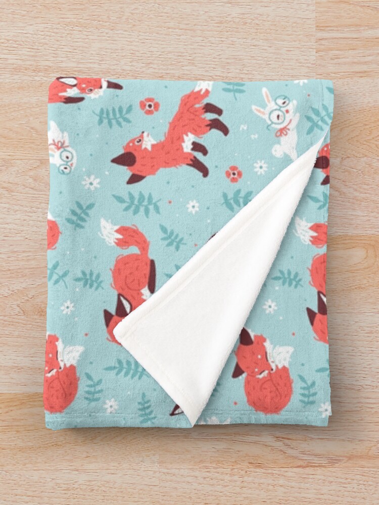 Alternate view of Fox and Bunny Pattern Throw Blanket