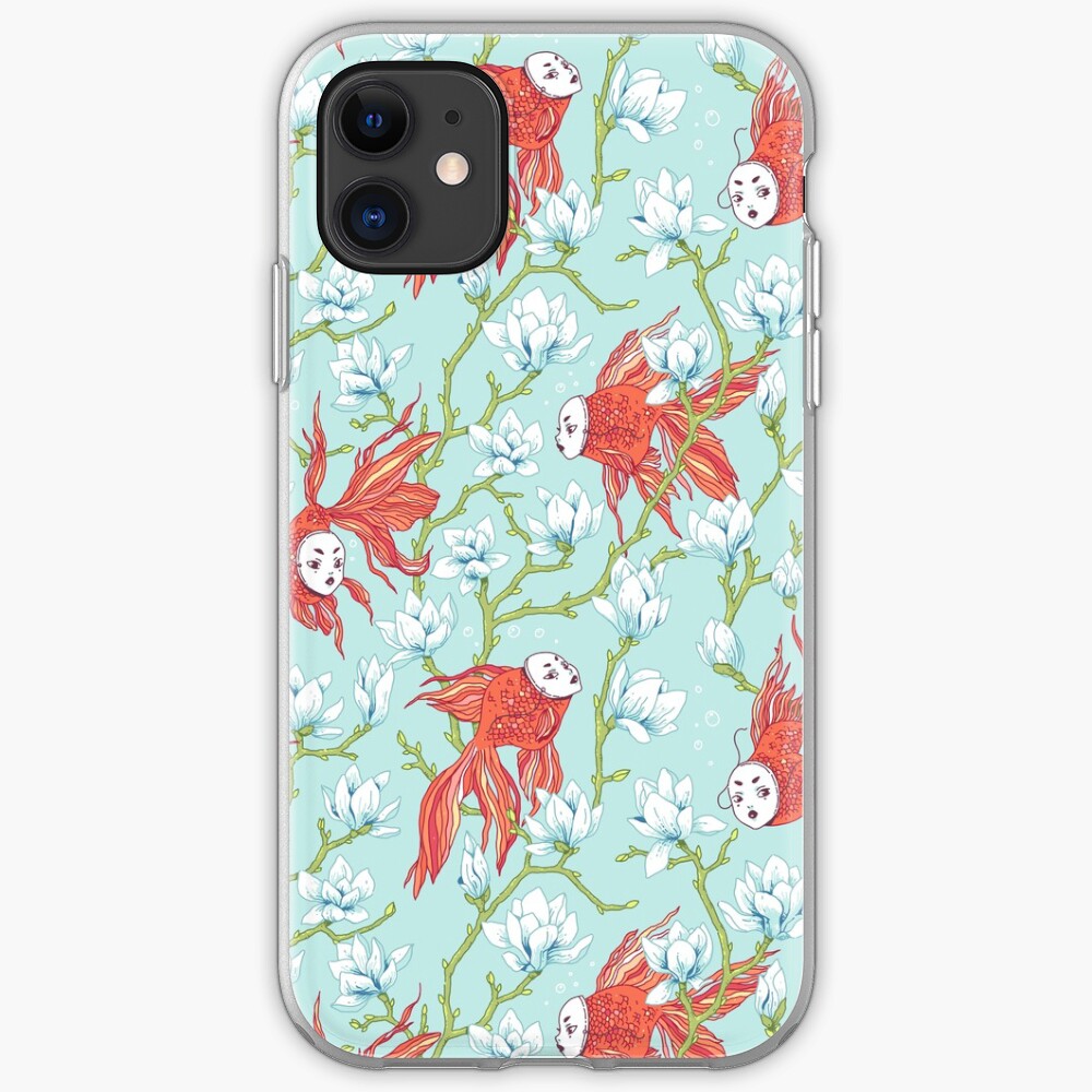 Goldfish, Mask and Magnolia Pattern iPhone Case & Cover